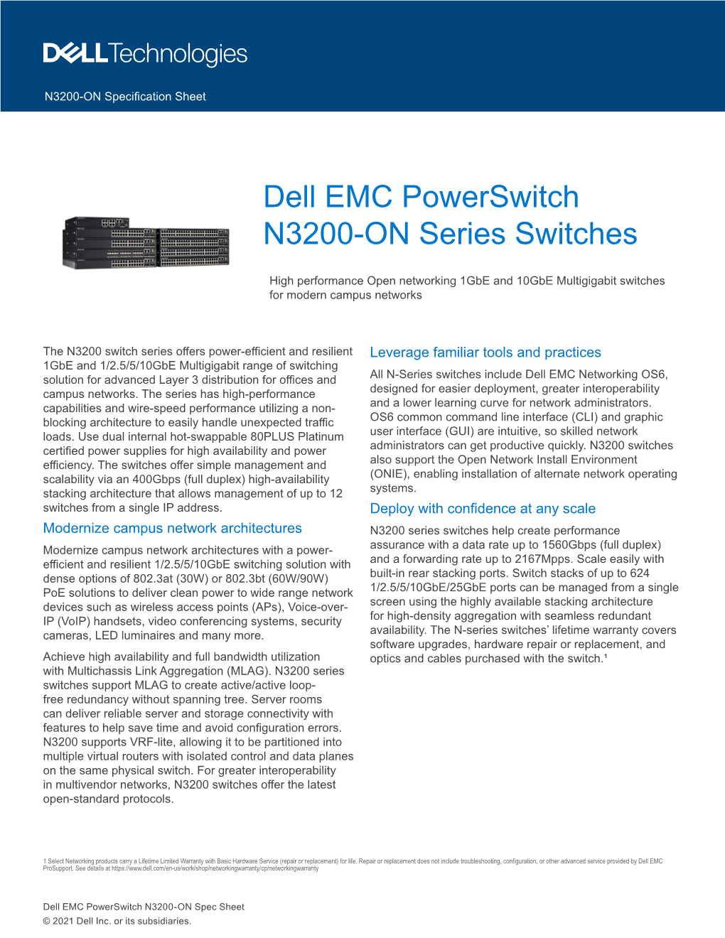 Dell EMC Powerswitch N3200-ON Series Spec Sheet