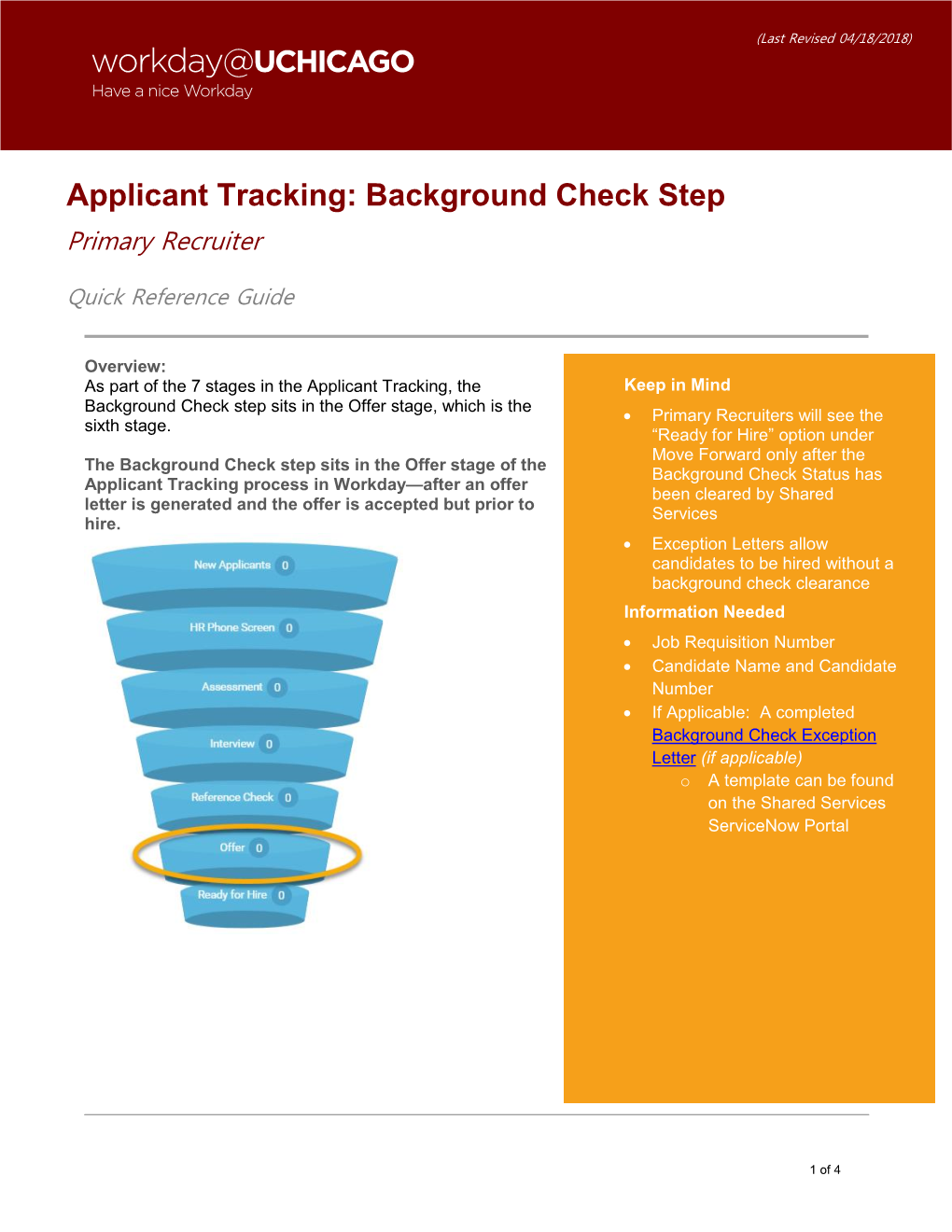 Applicant Tracking: Background Check Step