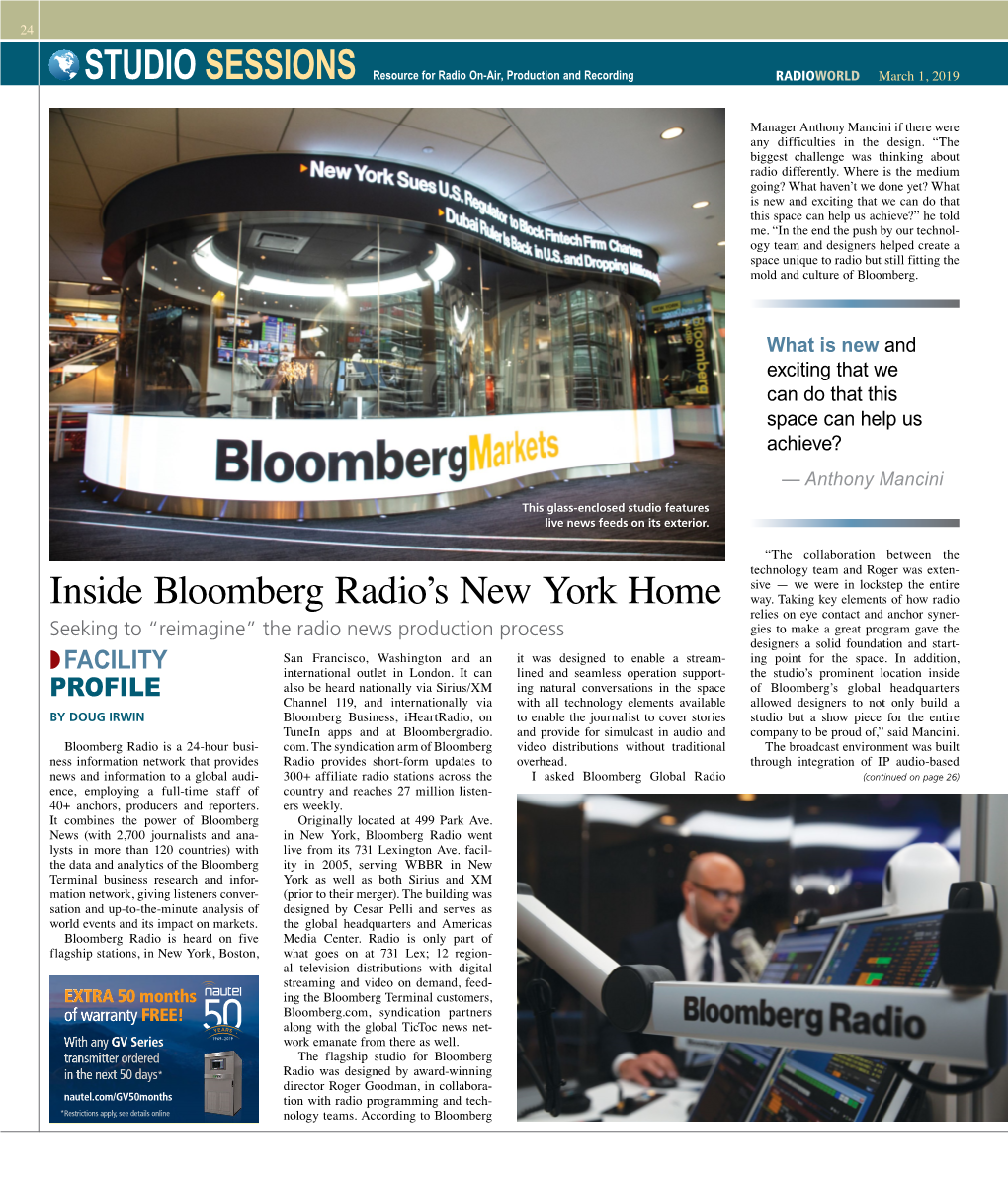Inside Bloomberg Radio's New York Home