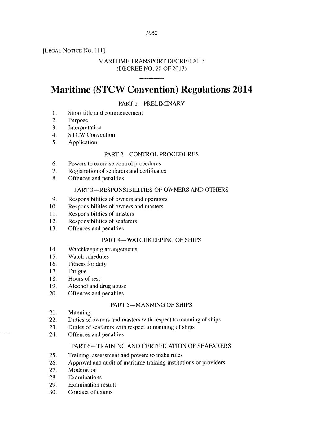 Maritime (STCW Convention) Regulations 2014