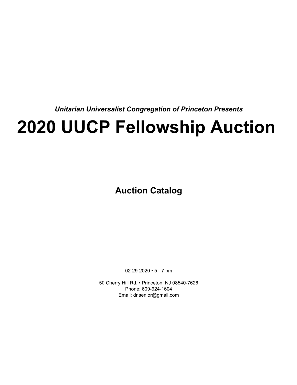 2020 UUCP Fellowship Auction