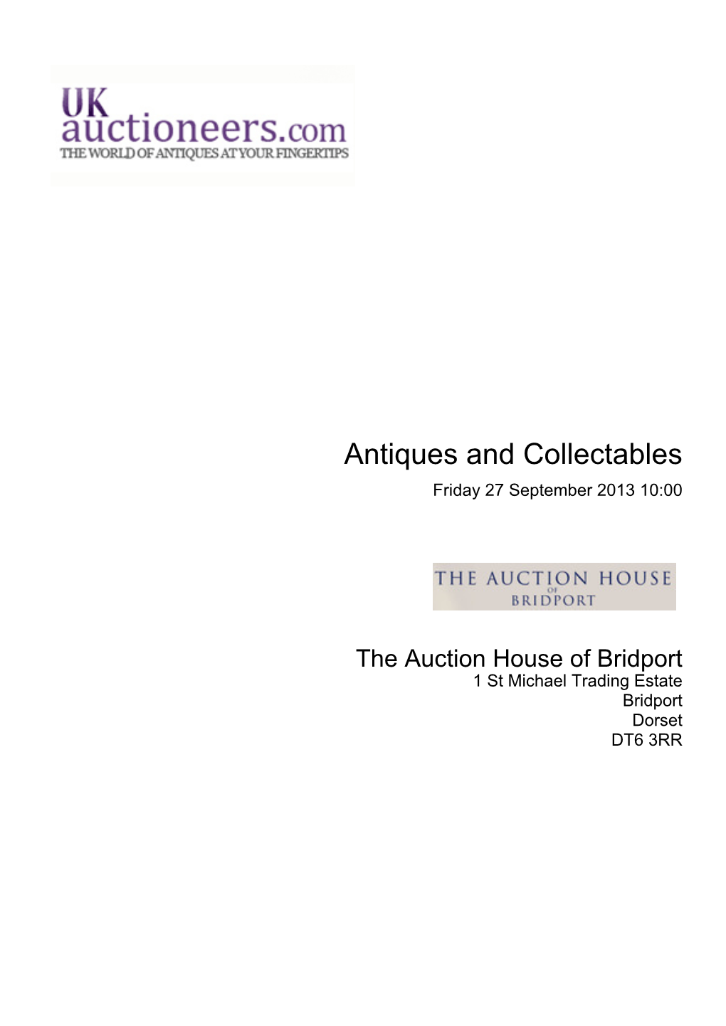 Antiques and Collectables Friday 27 September 2013 10:00
