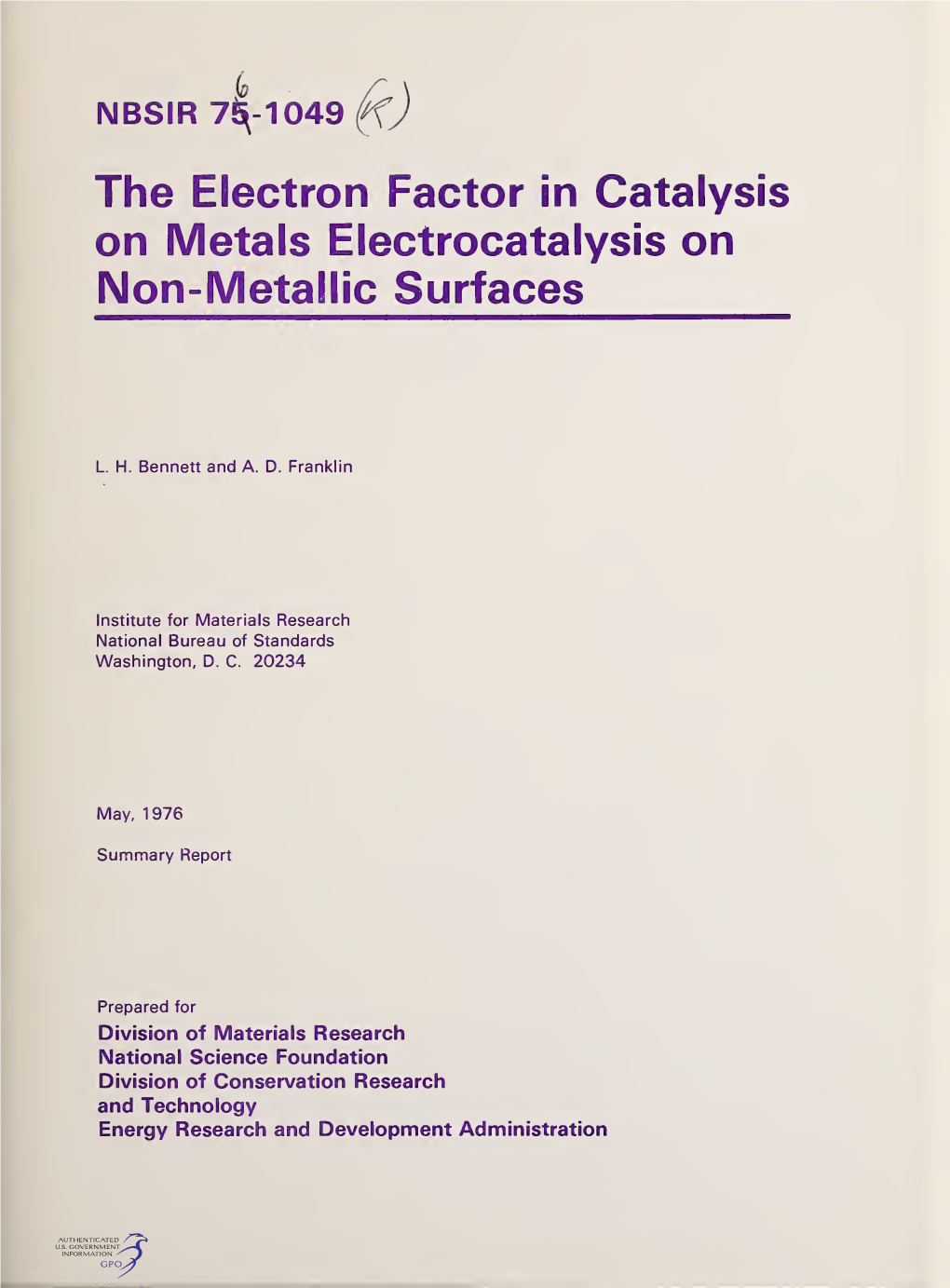 The Electron Factor in Catalysis on Metals Electrocatalysis on Non-Metallic Surfaces