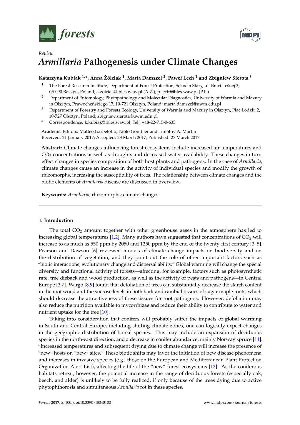 Armillaria Pathogenesis Under Climate Changes