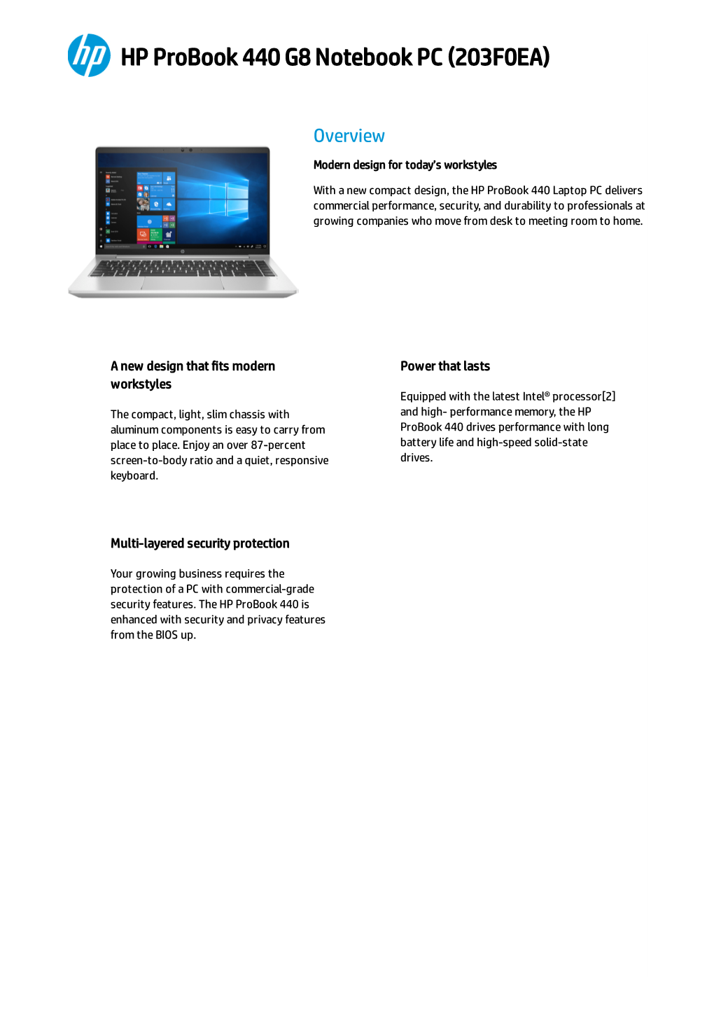 HP Probook 440 G8 Notebook PC (203F0EA)