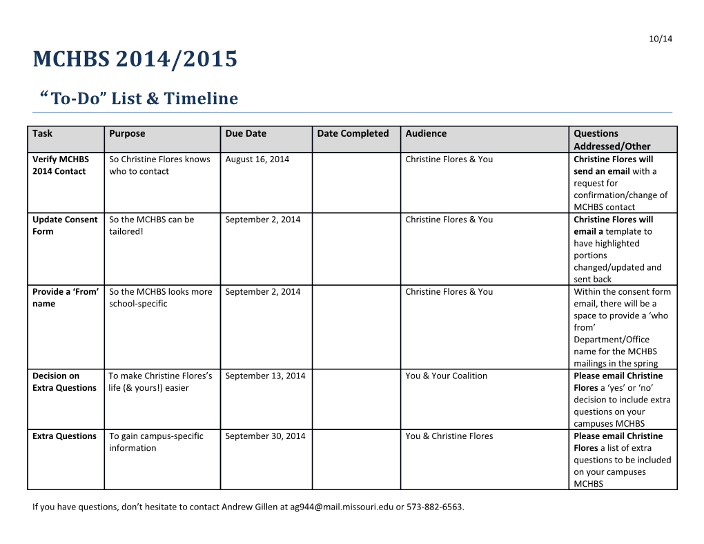 To-Do List & Timeline