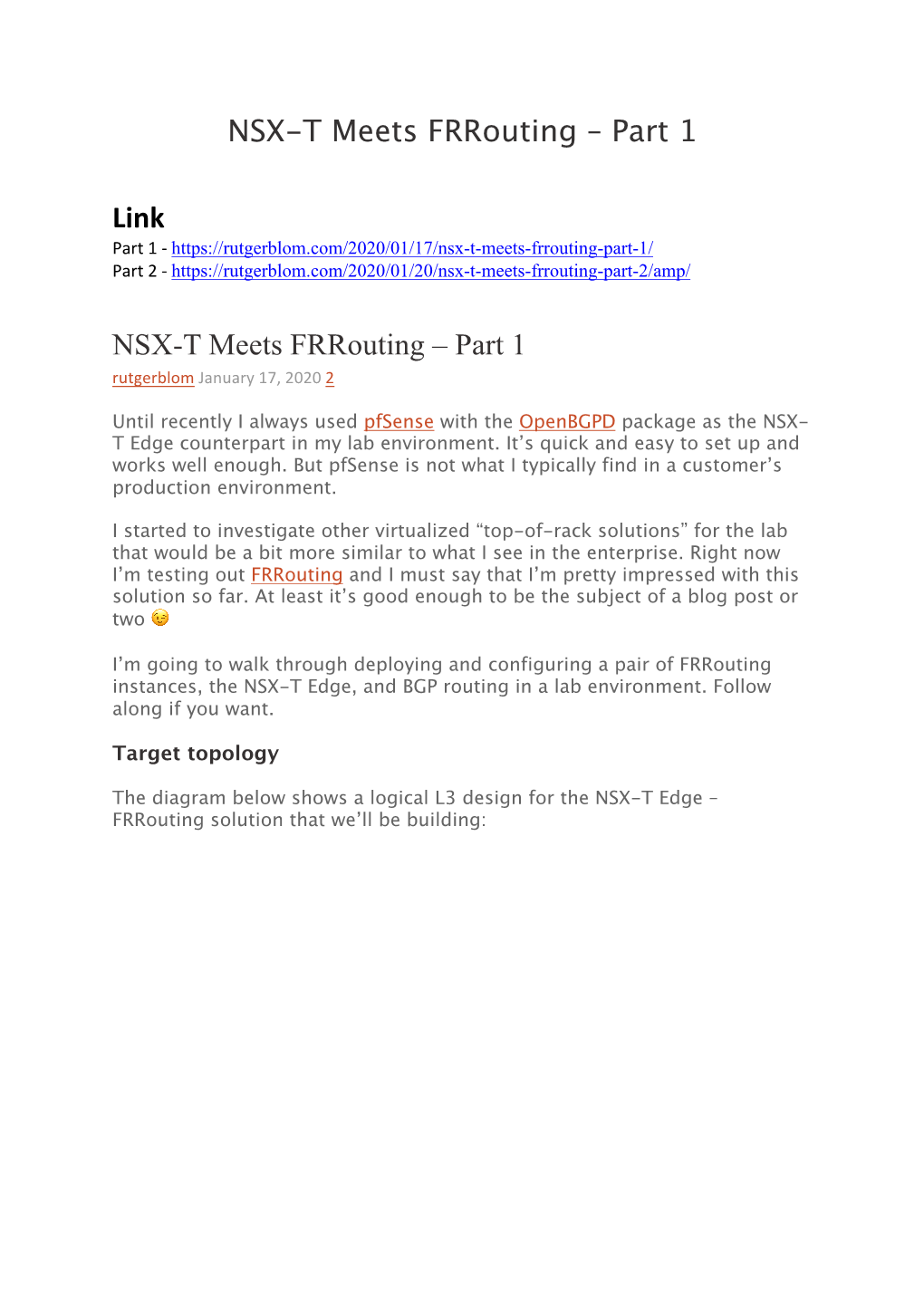 NSX-T Meets Frrouting – Part 1