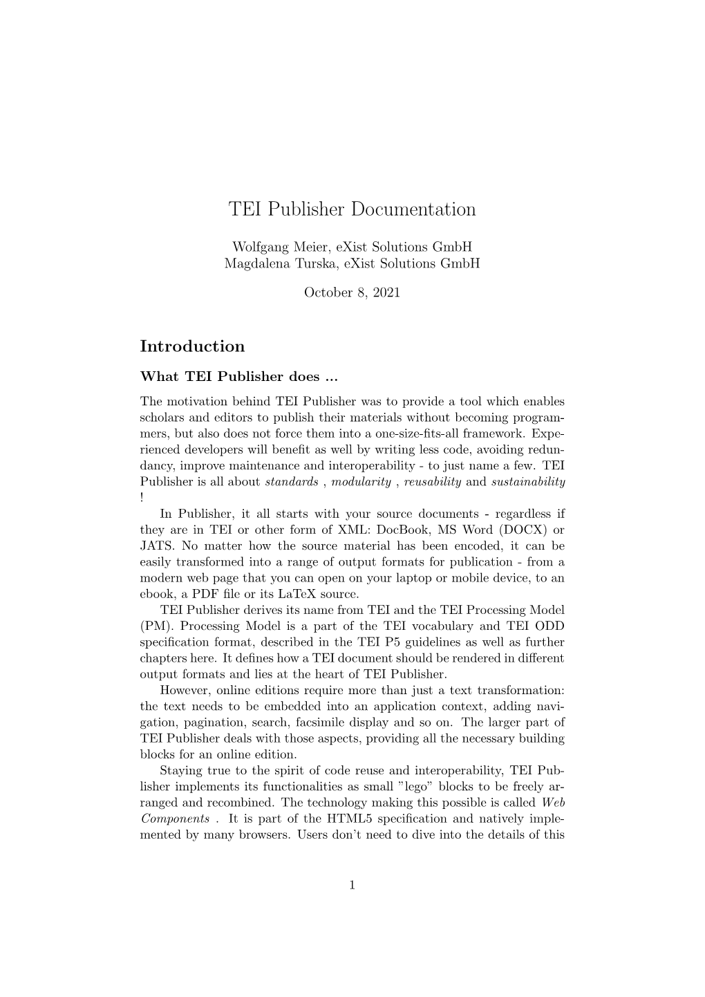 TEI Publisher Documentation