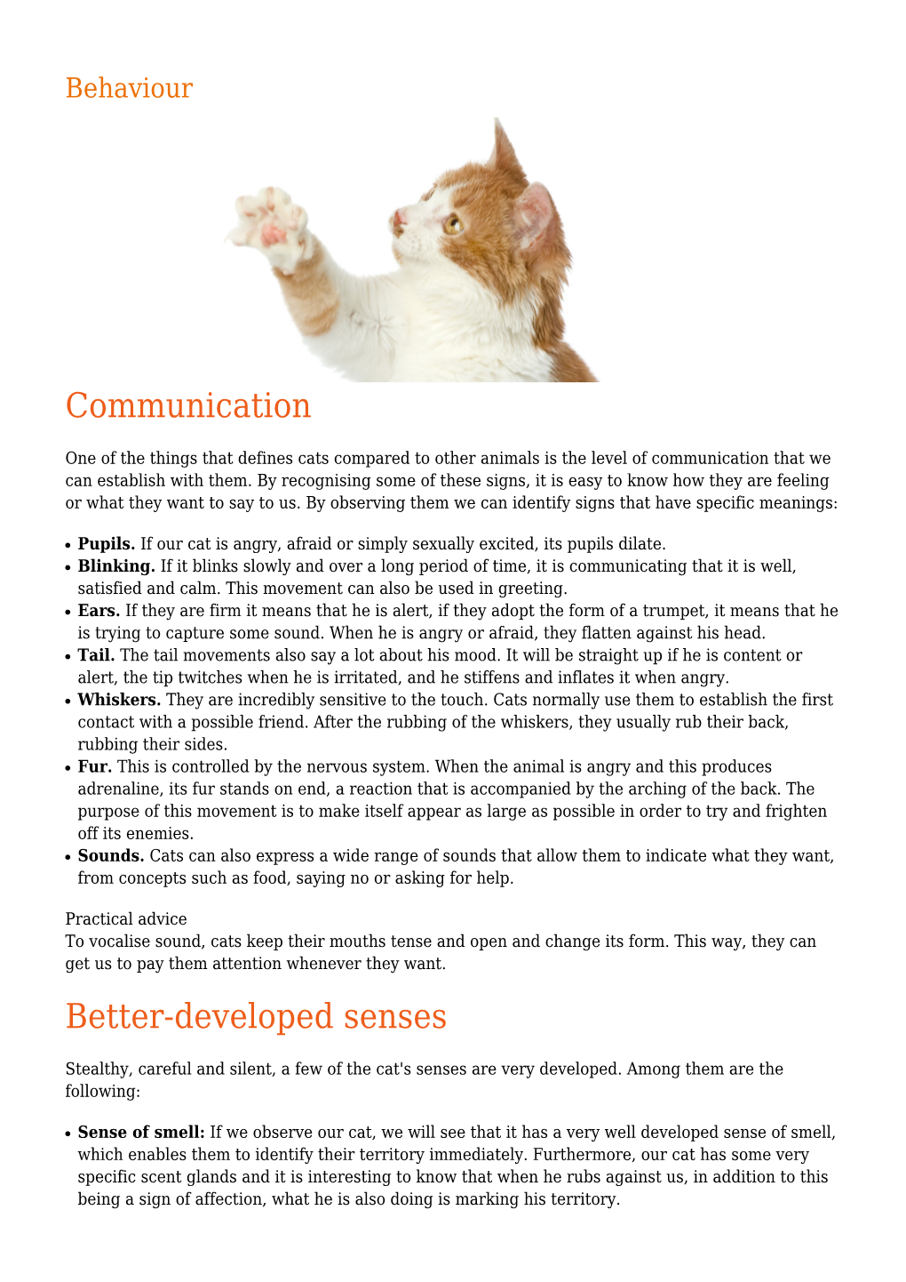 Communication Better-Developed Senses