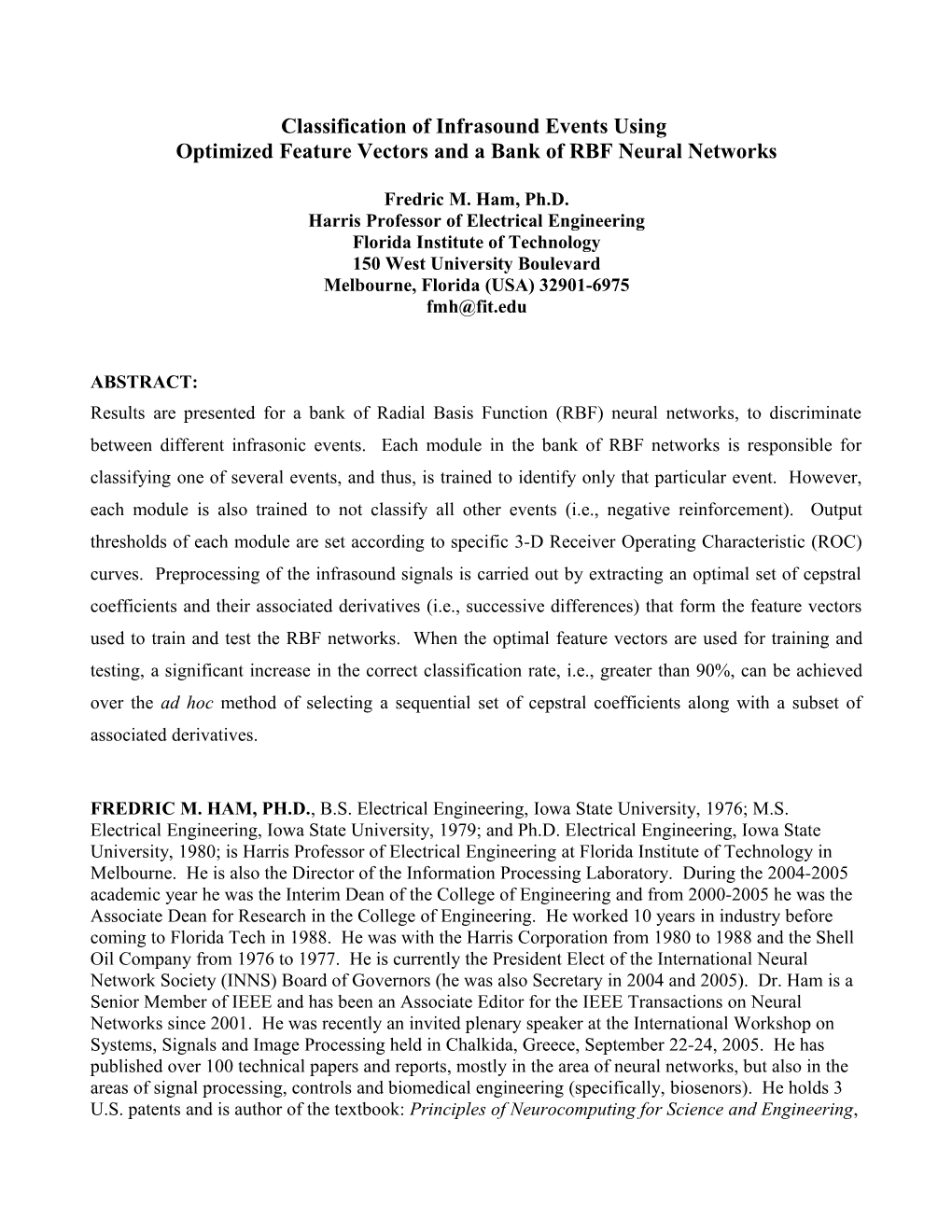 Classification of Infrasound Events