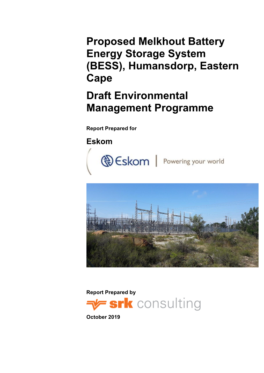 Proposed Melkhout Battery Energy Storage System (BESS), Humansdorp, Eastern Cape Draft Environmental Management Programme