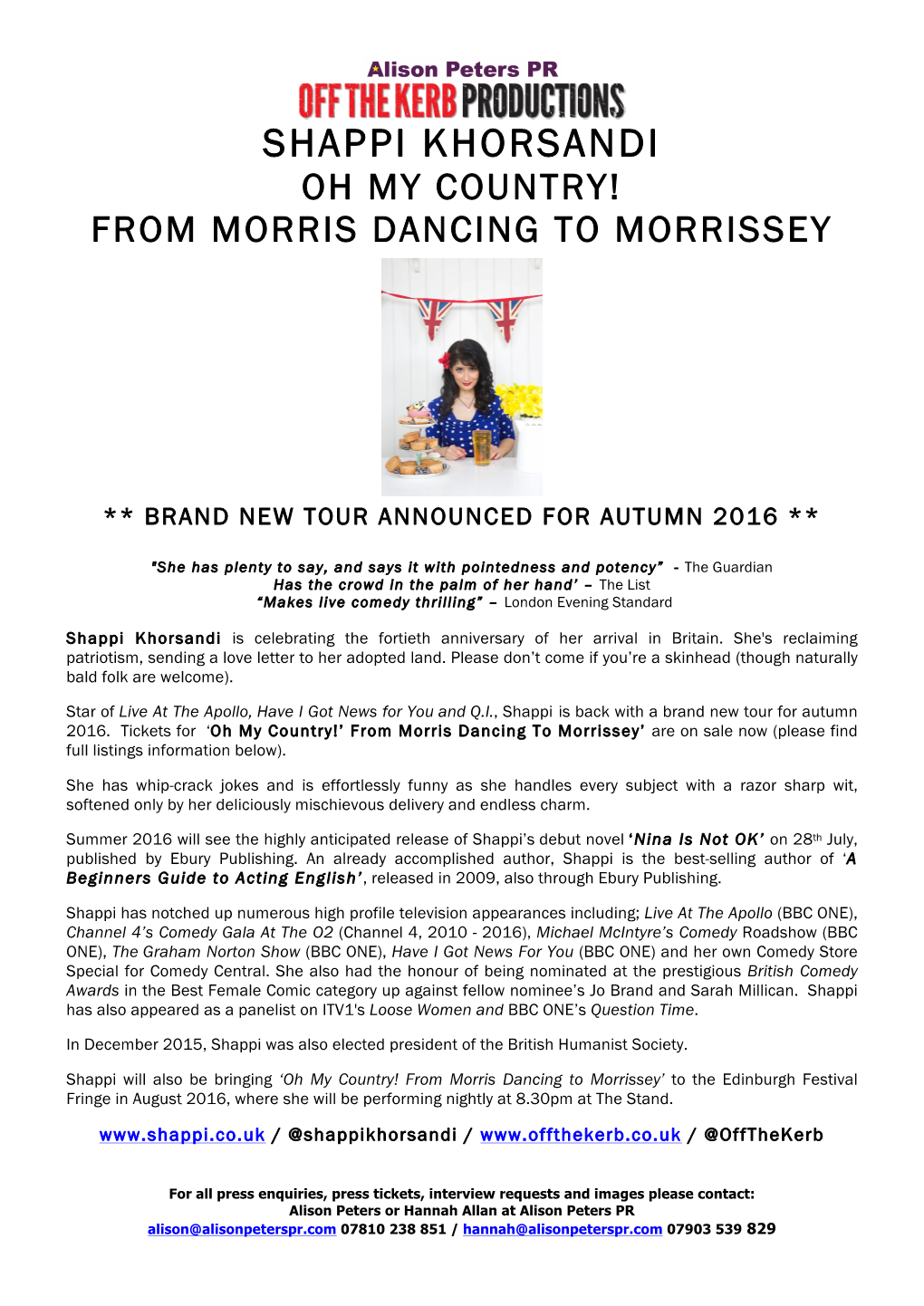 Shappi Khorsandi Oh My Country! from Morris Dancing to Morrissey