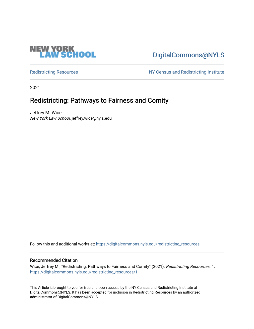 Redistricting Resources NY Census and Redistricting Institute