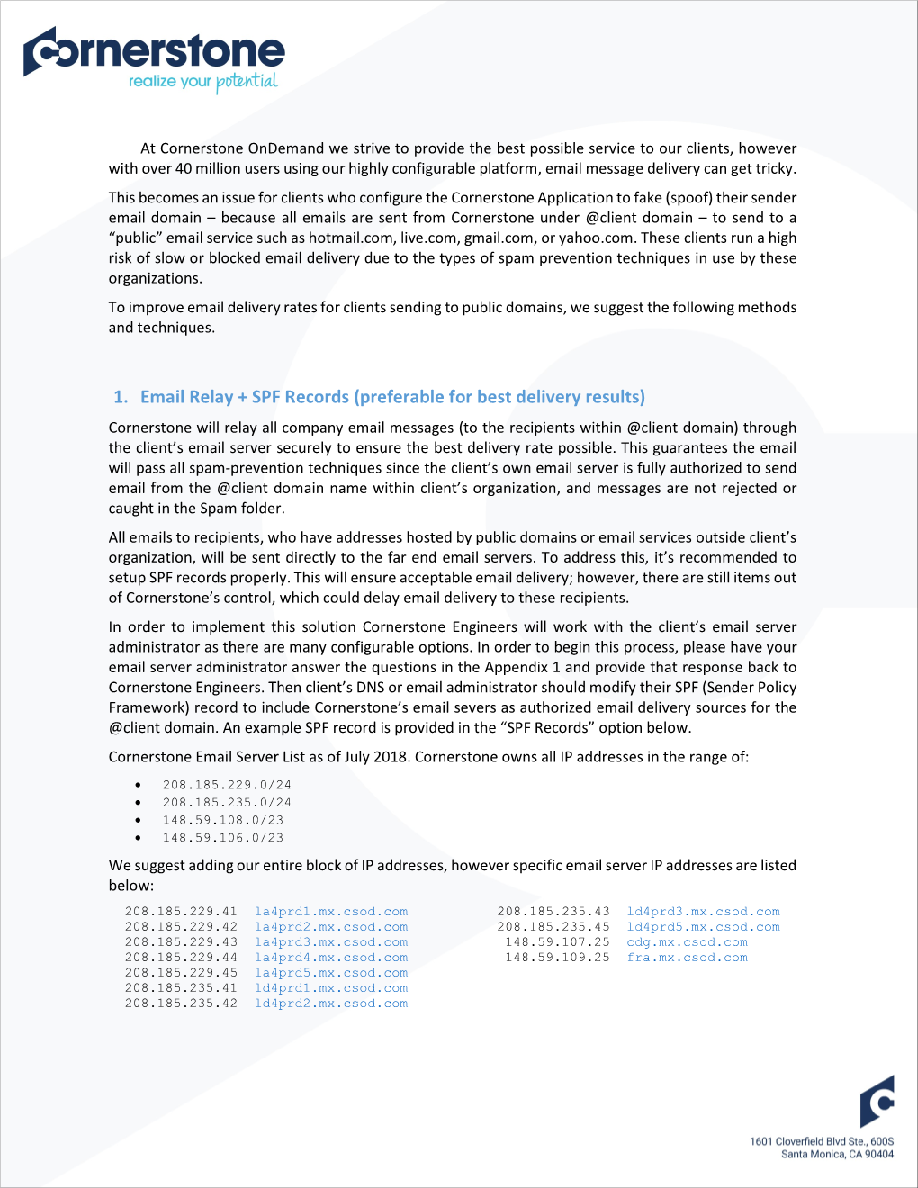 1. Email Relay + SPF Records