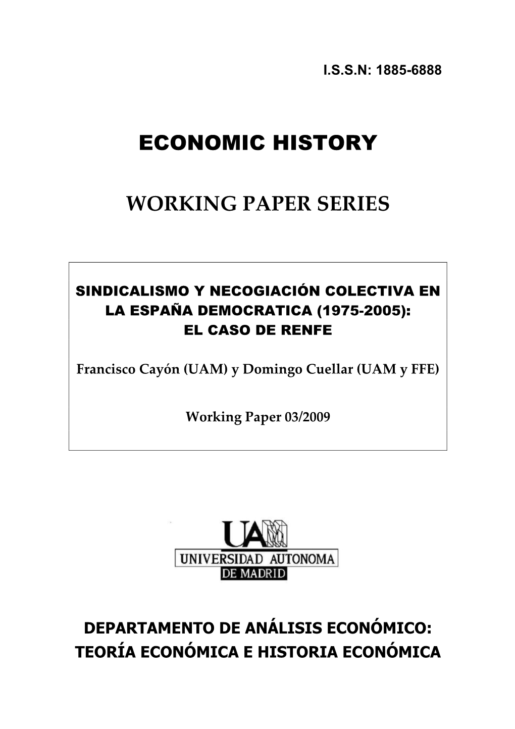 Economic History Working Paper Series