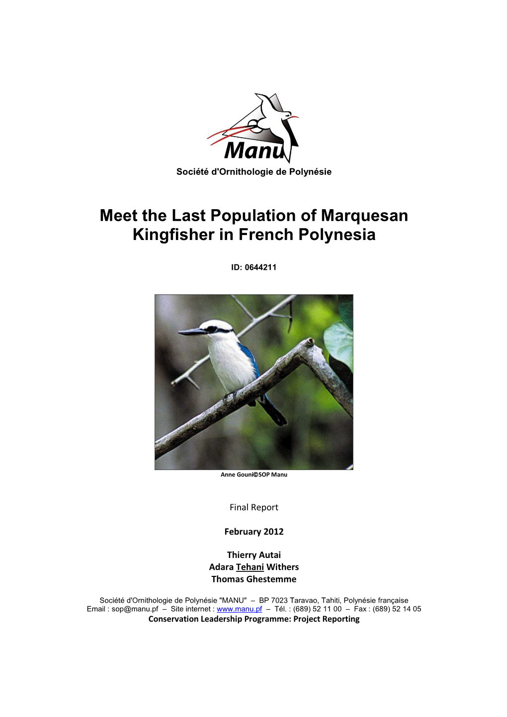 Final Report CLP-Marquesan Kingfisher