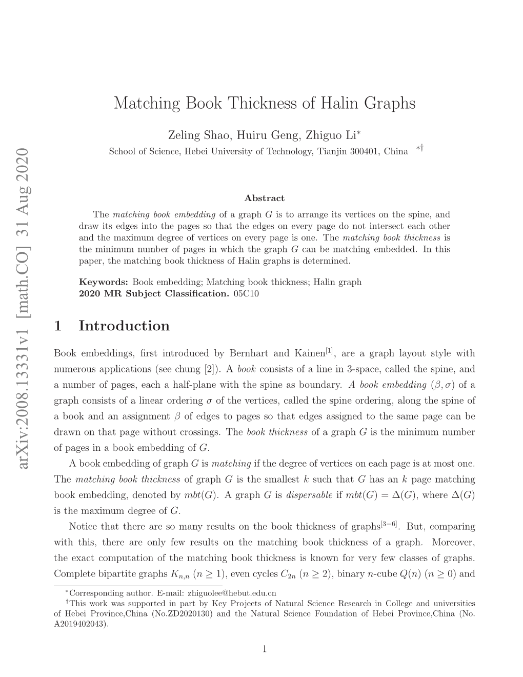 31 Aug 2020 Matching Book Thickness of Halin Graphs