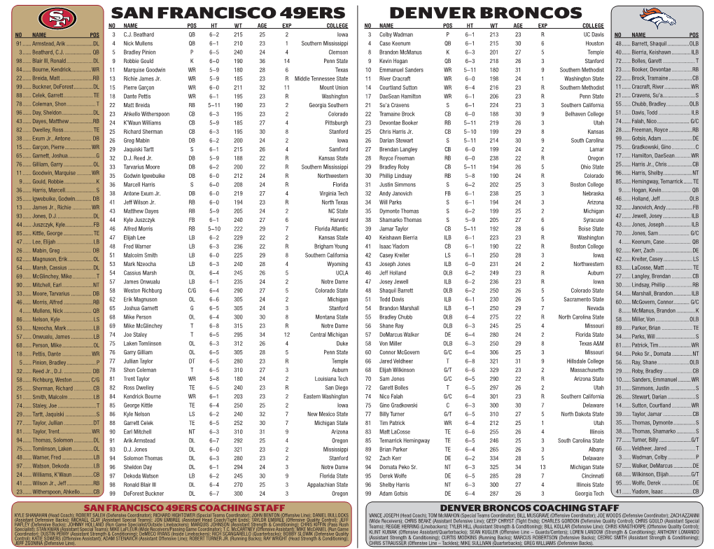 Denver Broncos San Francisco 49Ers