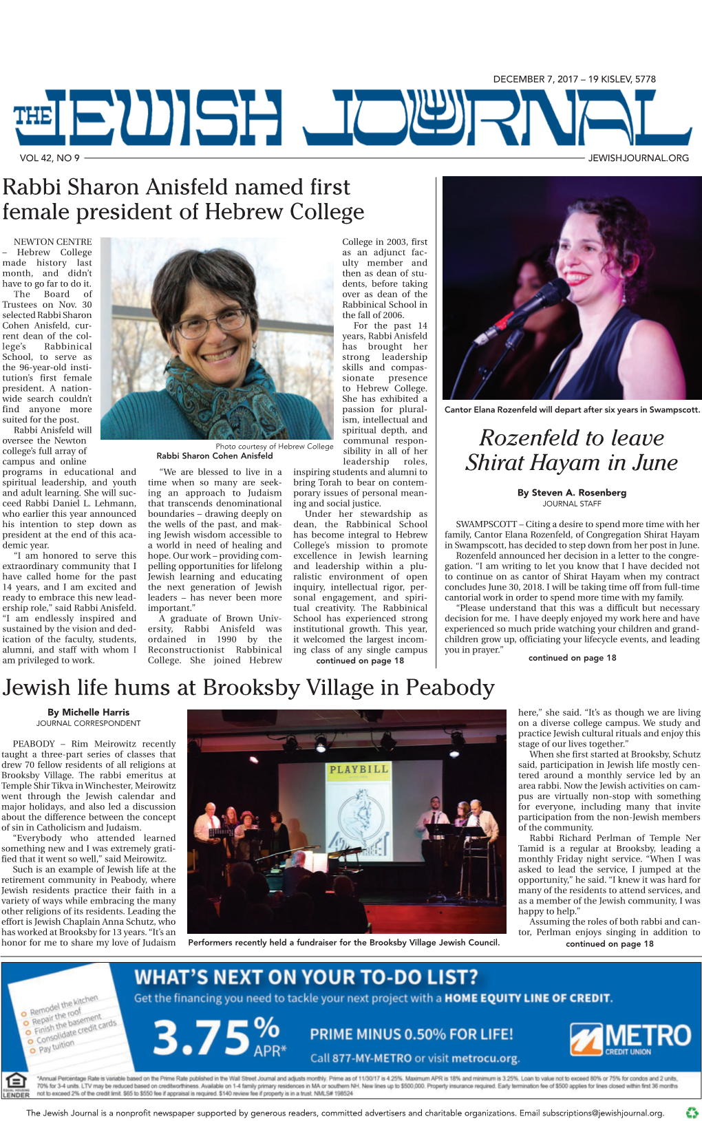 Rozenfeld to Leave Shirat Hayam in June Rabbi Sharon Anisfeld Named