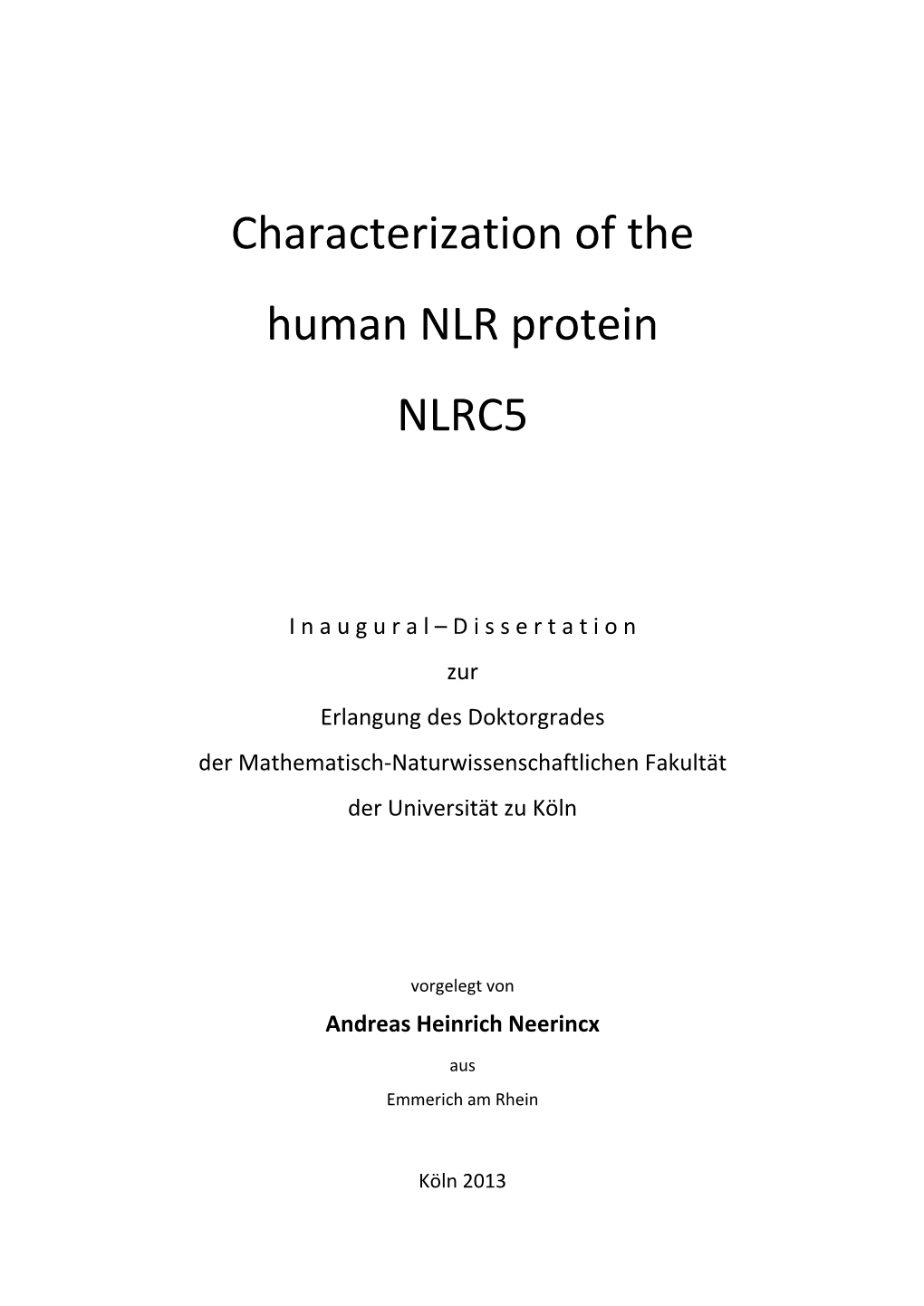 Characterization of the Human NLR Protein NLRC5