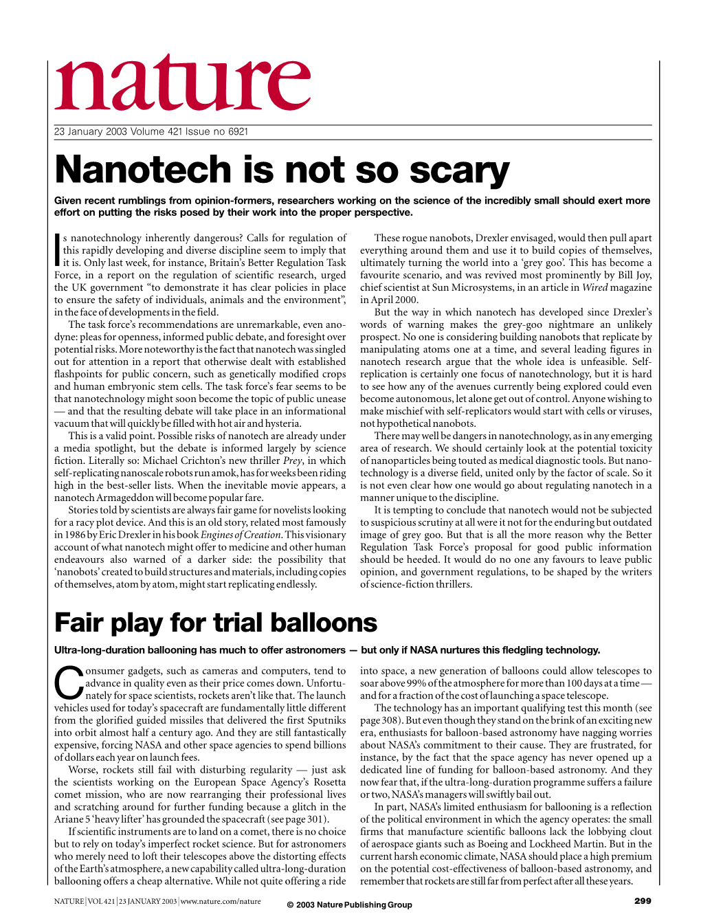 Nanotech Is Not So Scary