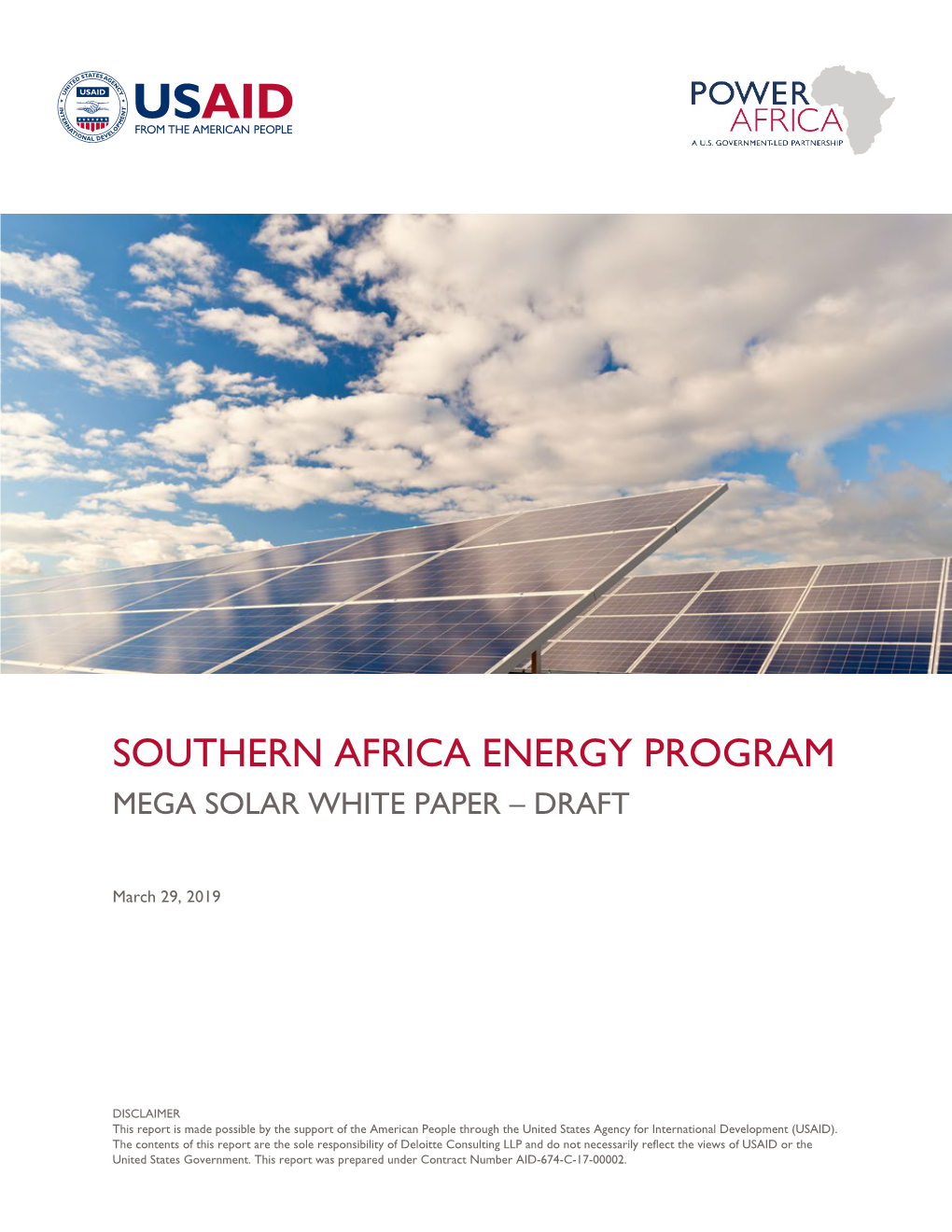 Southern Africa Energy Program Mega Solar White Paper – Draft