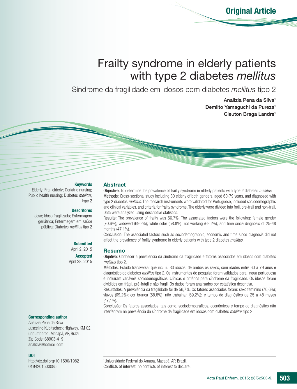 Frailty Syndrome in Elderly Patients with Type 2 Diabetes Mellitus