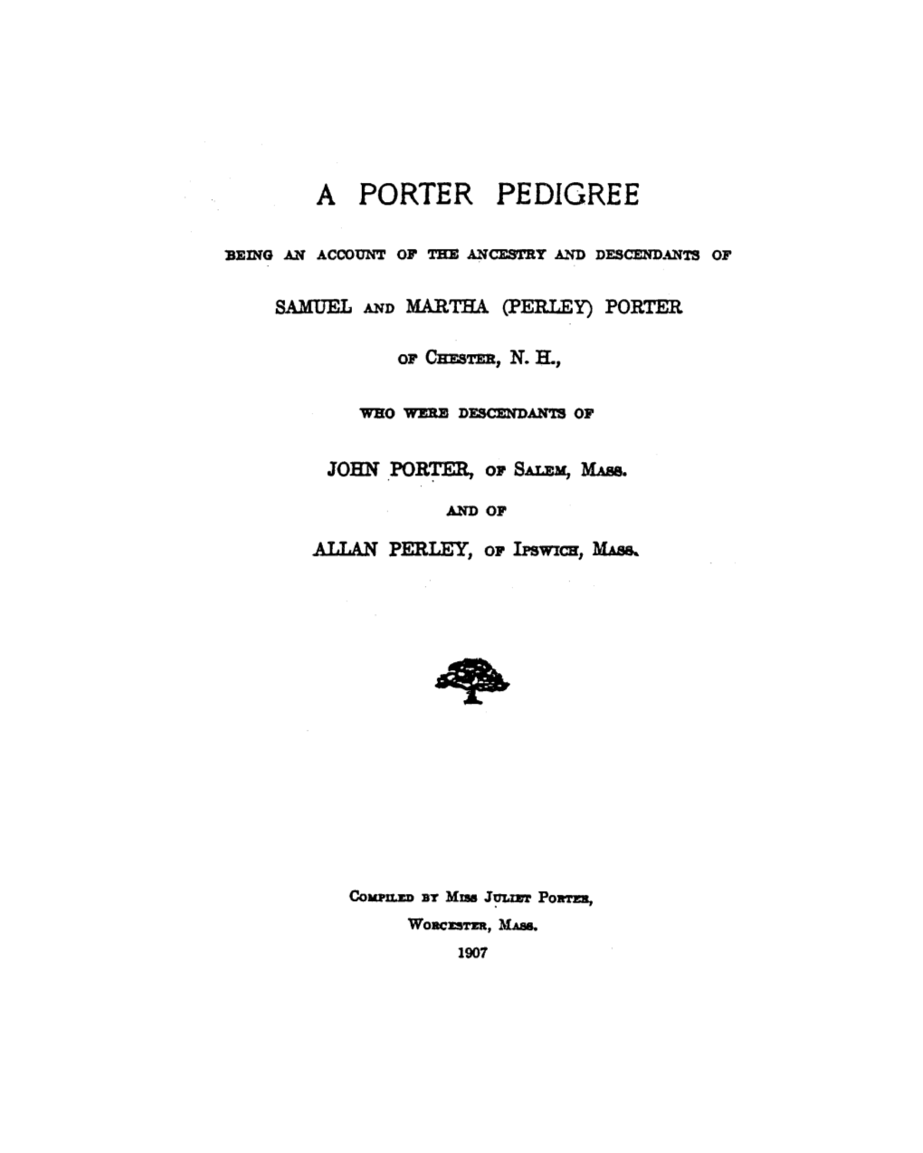A Porter Pedigree