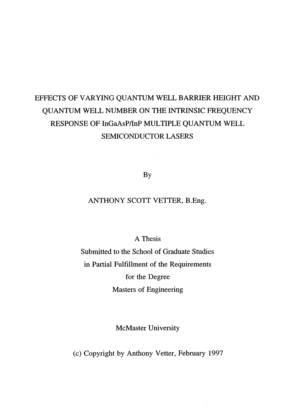 QUANTUM WELL BARRIER HEIGHT and RESPONSE of Ingaasp/Inp