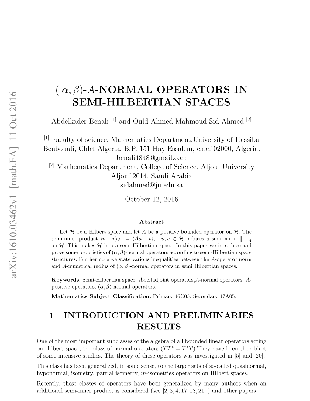 $(\Alpha,\Beta) $-A-Normal Operators in Semi-Hilbertian Spaces