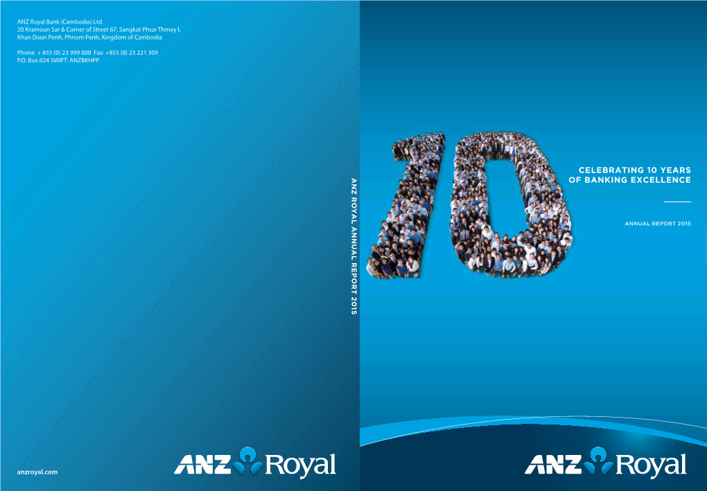 Annual Report 2015 Report Annual Royal Anz of Banking Excellence