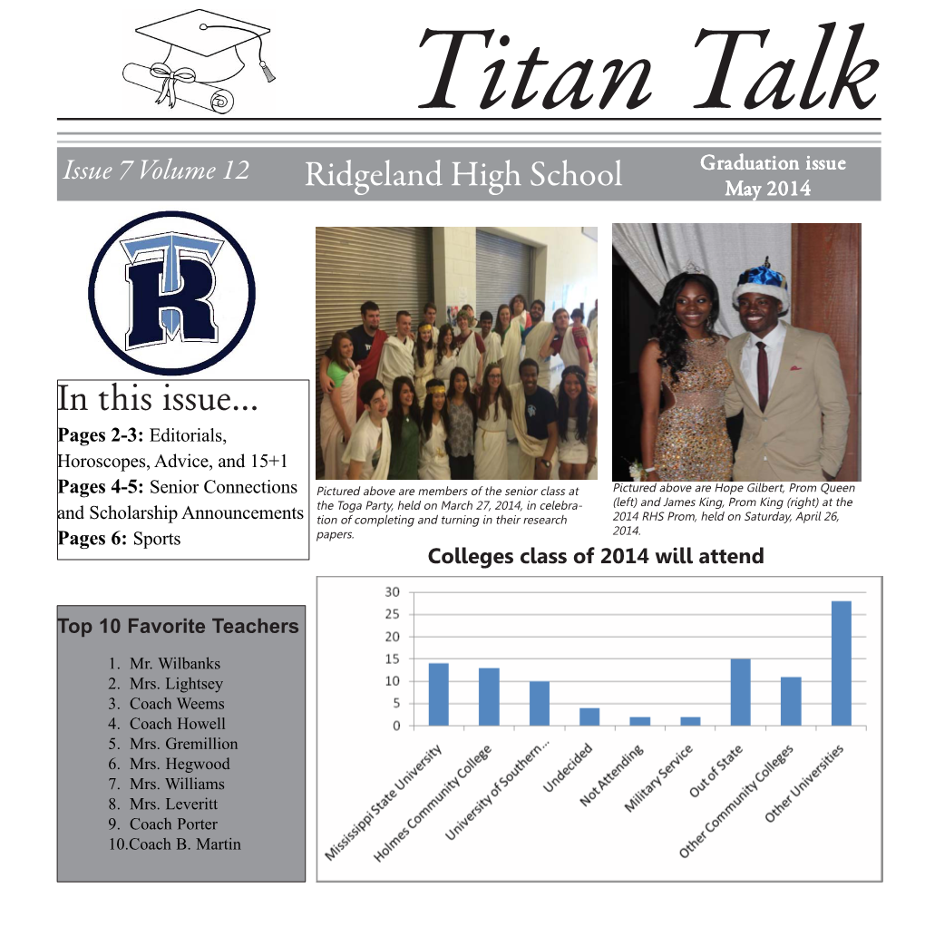 In This Issue... Ridgeland High School
