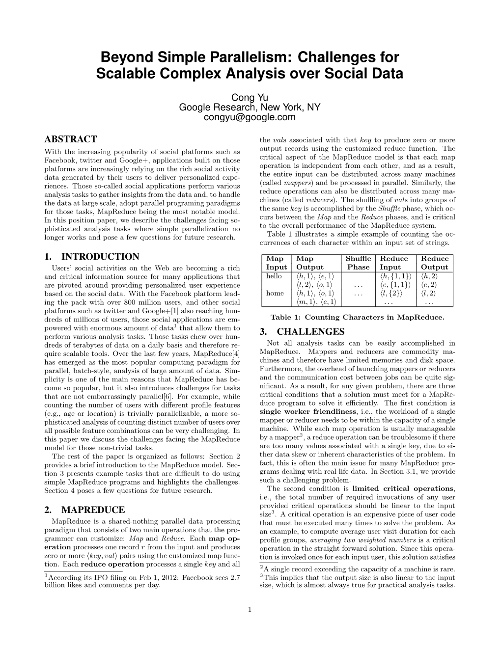 Beyond Simple Parallelism: Challenges for Scalable Complex Analysis Over Social Data
