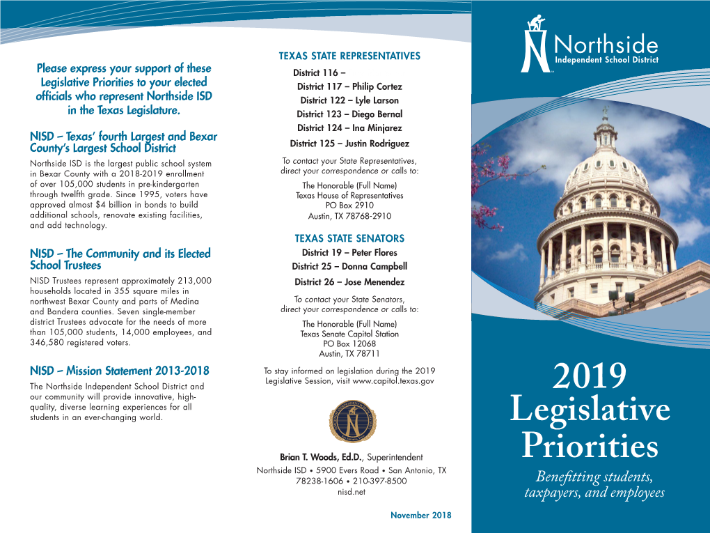 Northside Independent School District's Legislative Agenda
