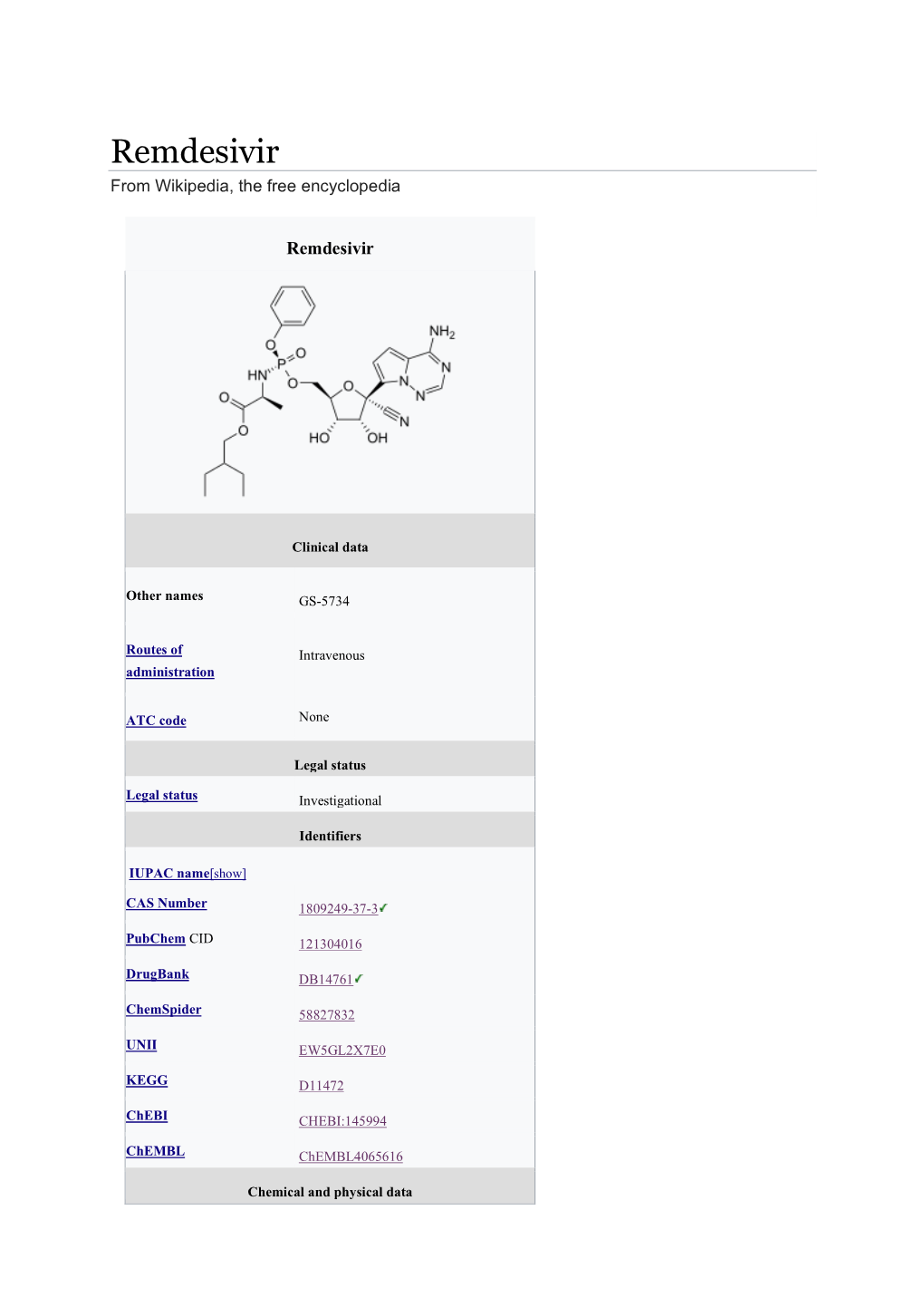 Remdesivir from Wikipedia, the Free Encyclopedia