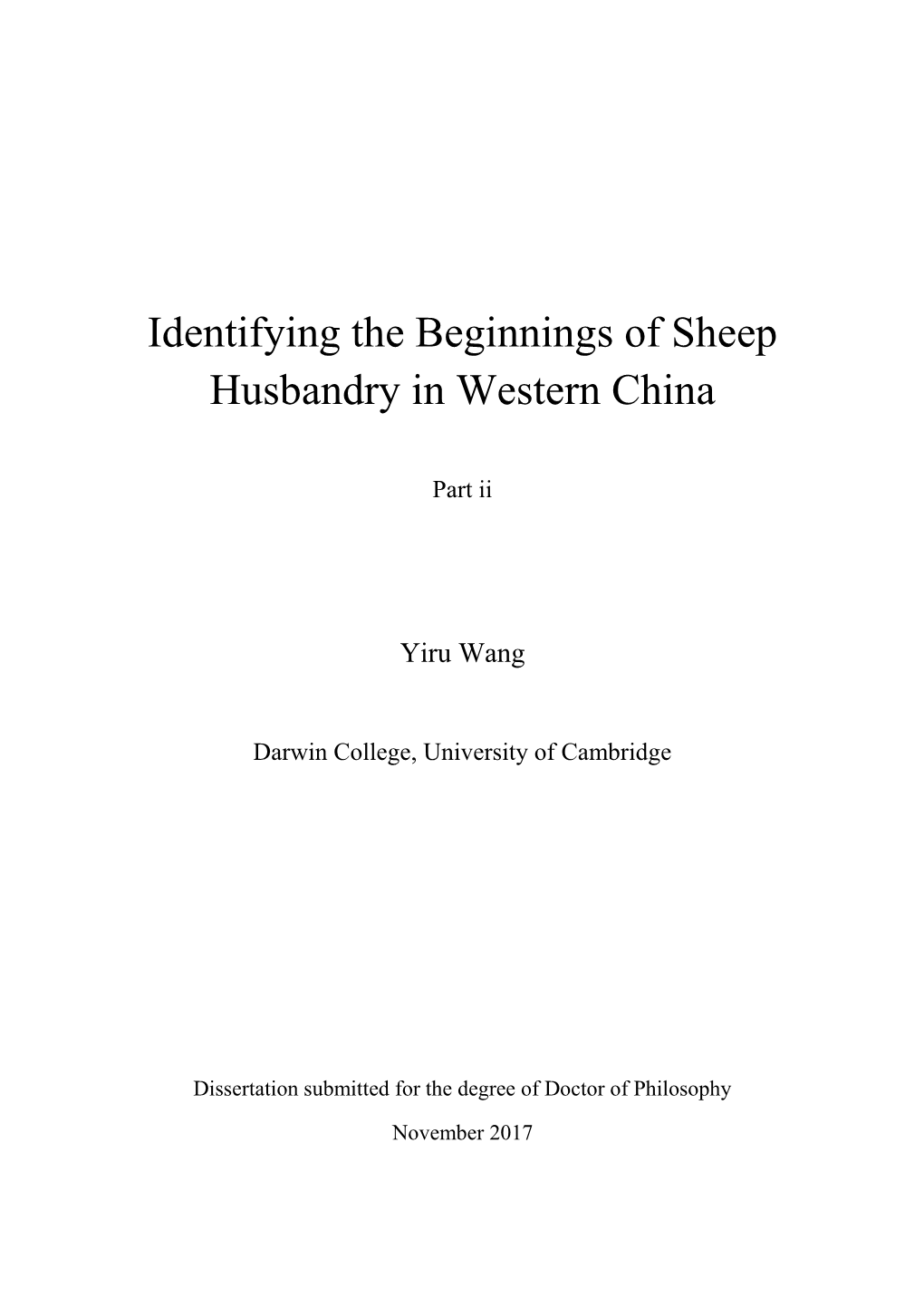 Identifying the Beginnings of Sheep Husbandry in Western China