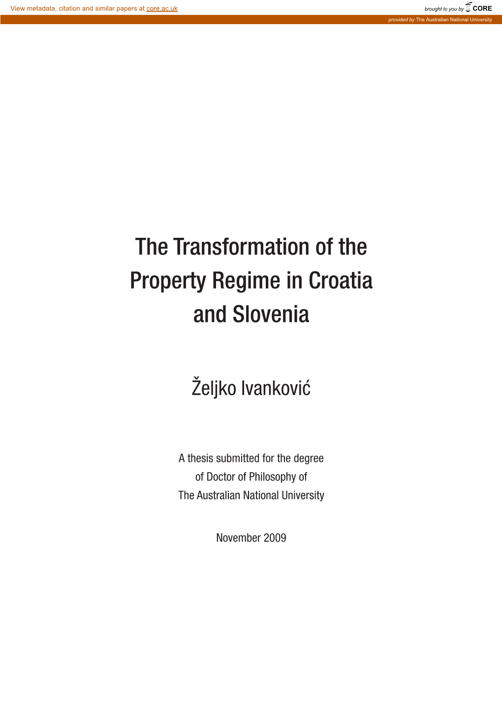 The Transformation of the Property Regime in Croatia and Slovenia