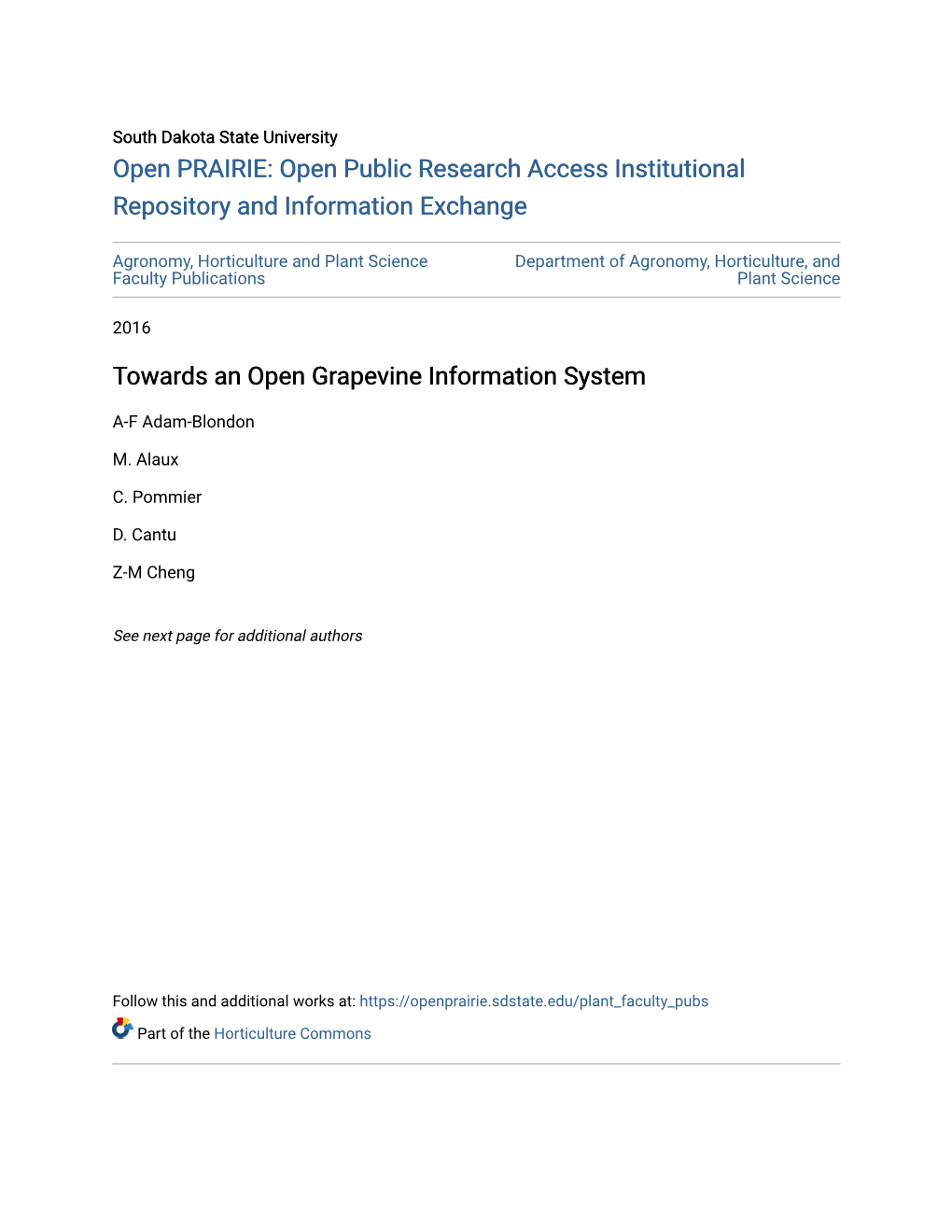 Towards an Open Grapevine Information System