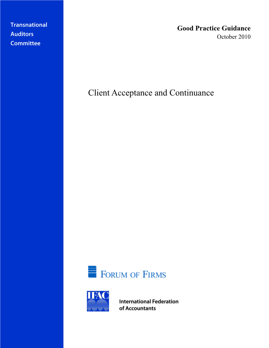 Good Practice Guidance "Client Acceptance and Continuance"