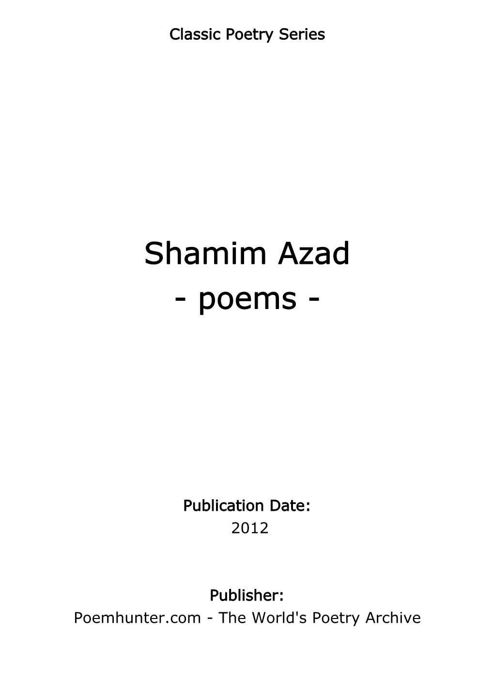 Shamim Azad - Poems