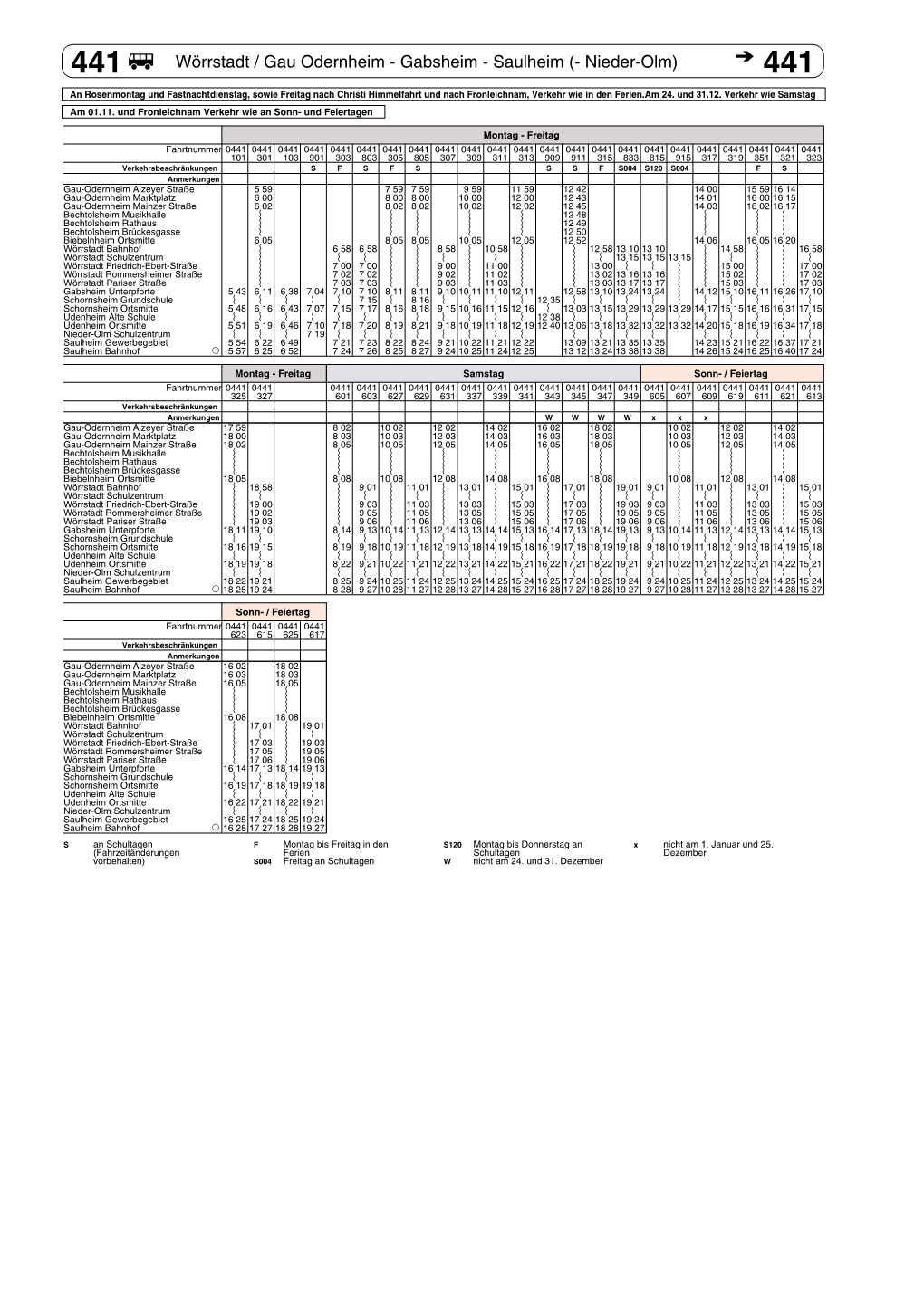 Fahrplan Linie