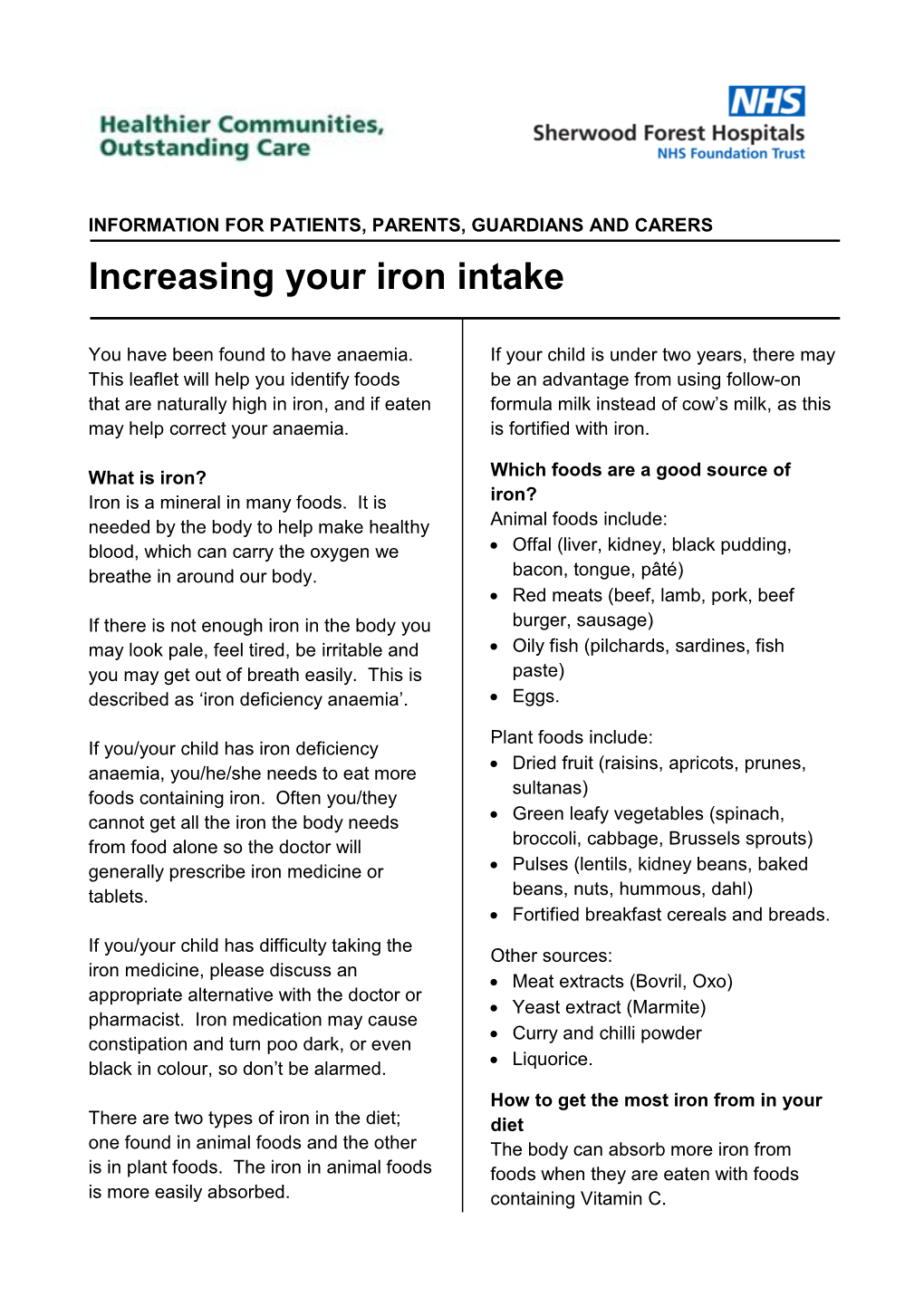 Increasing Your Iron Intake