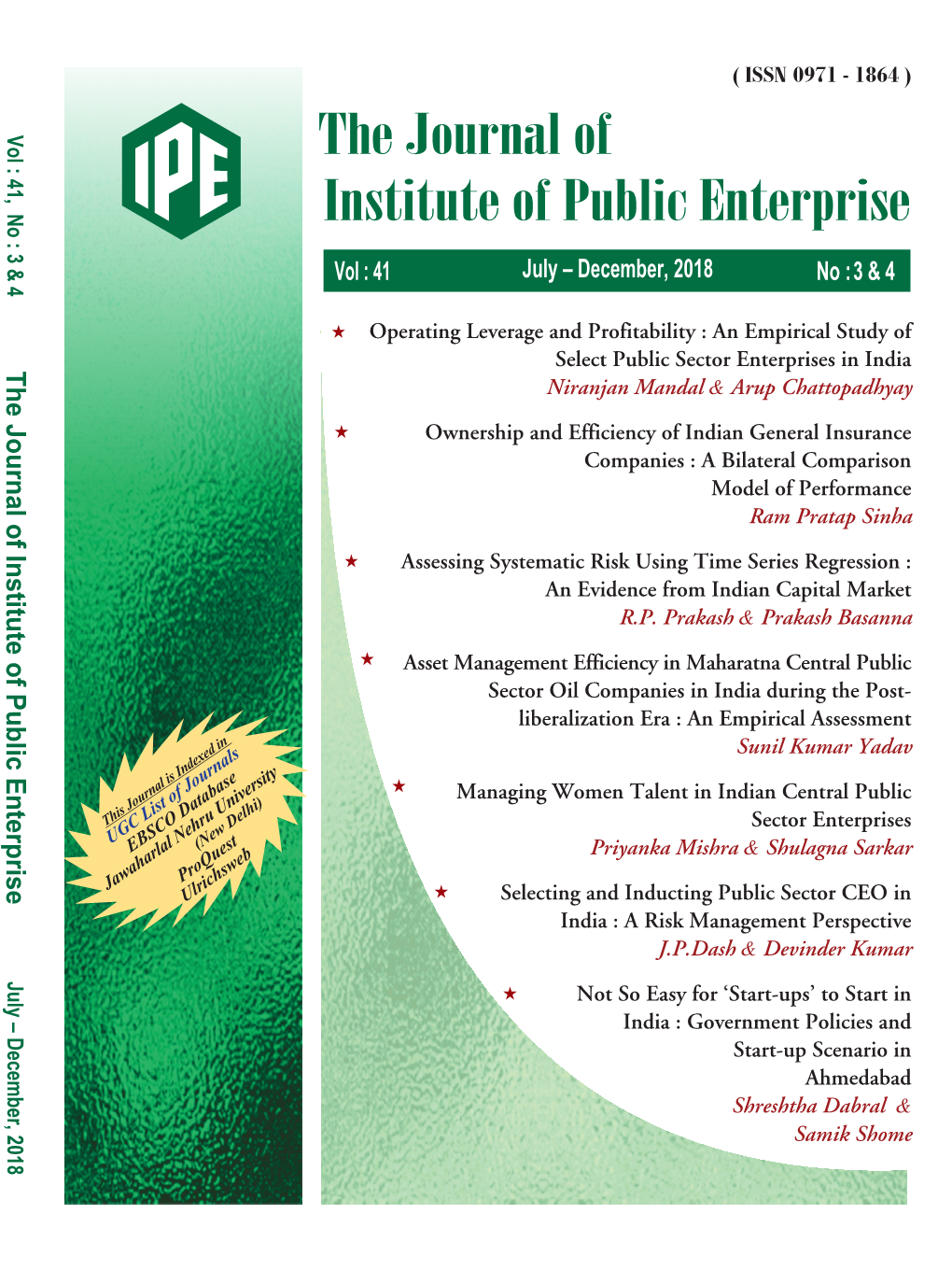 The Journal of Institute of Public Enterprise