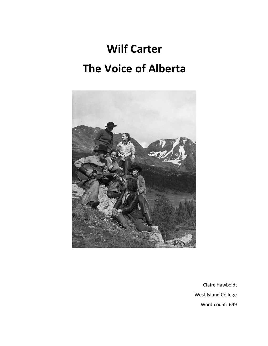 Wilf Carter the Voice of Alberta