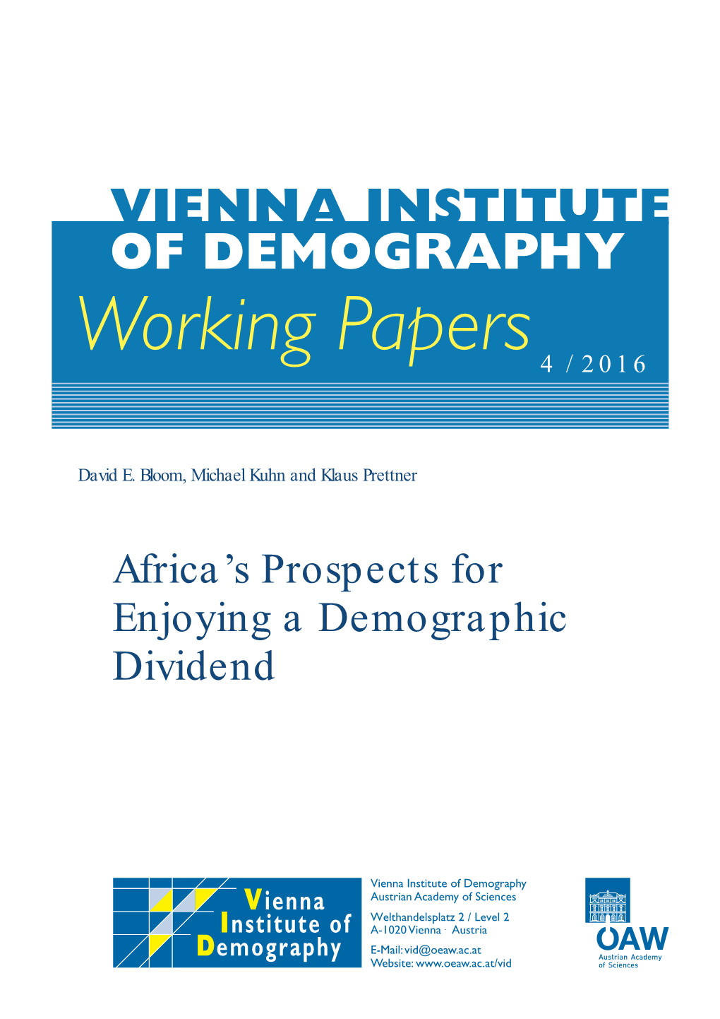 Africa's Prospects for Enjoying a Demographic Dividend