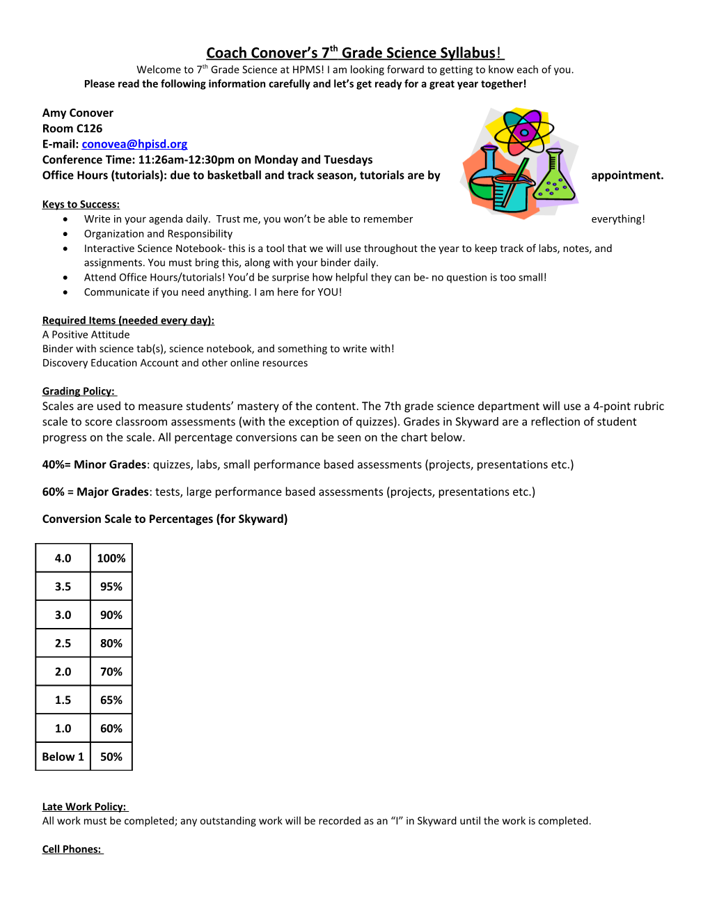 Coach Conover S 7Th Grade Science Syllabus !