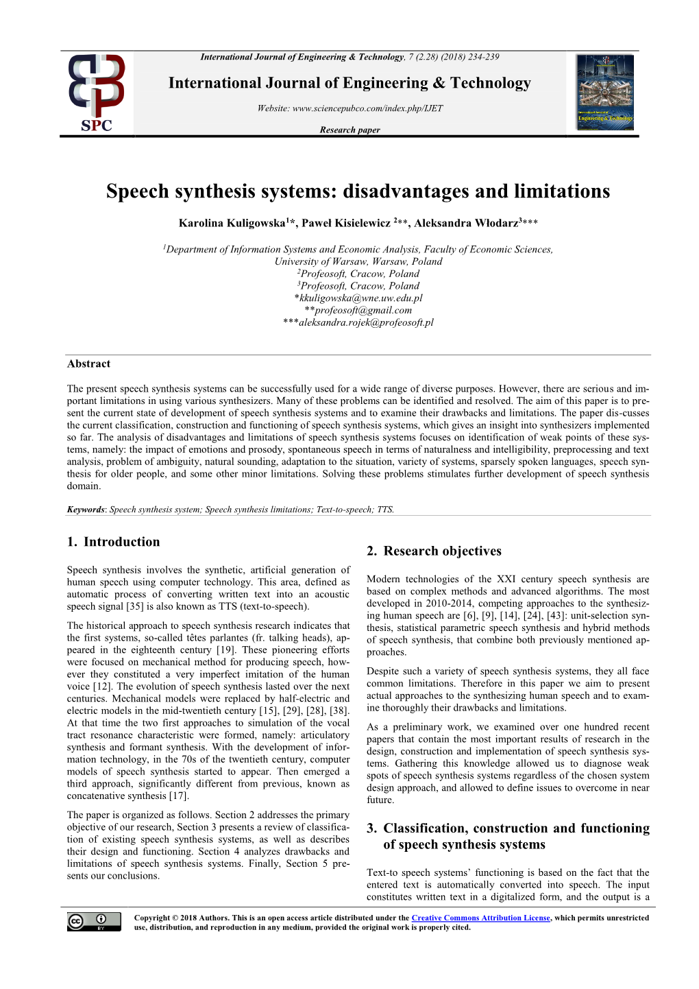 Speech Synthesis Systems: Disadvantages and Limitations