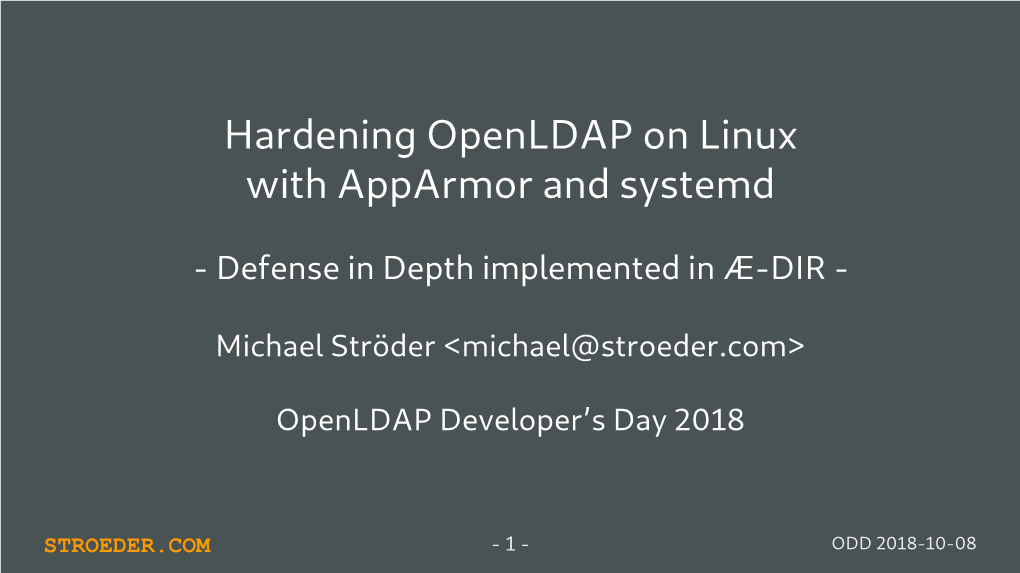 Hardening Openldap on Linux with Apparmor and Systemd