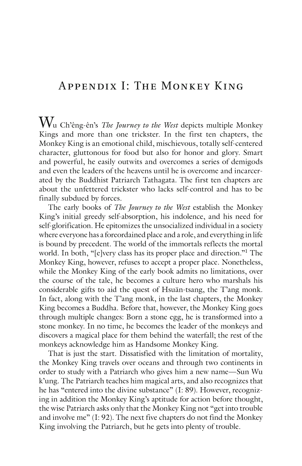 Appendix I: the Monkey King 1