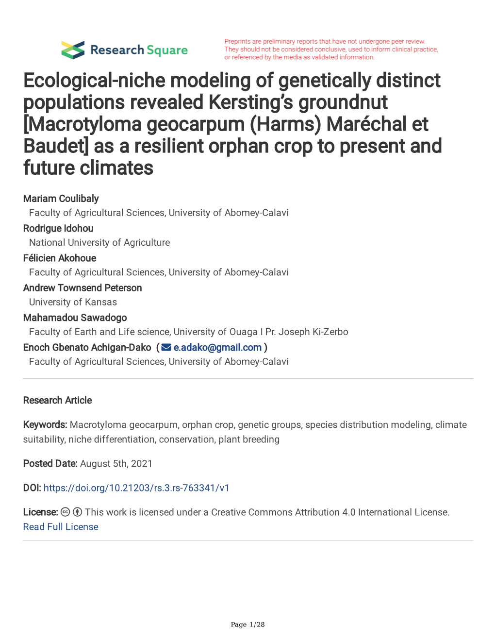 Ecological-Niche Modeling of Genetically Distinct Populations